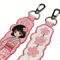Porte-clés brodé anime fantaisie double face avec logo personnalisé