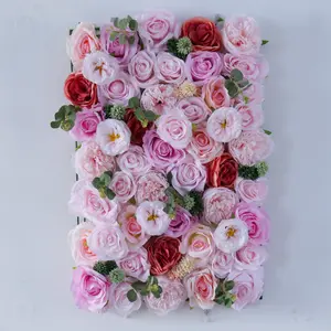 Pink department simulation metal flower wall wholesale engineering decoration false flower background wall export