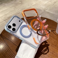 Étui multifonctionnel magnétique rotatif pour iPhone 17, coque transparente en acrylique robuste avec accents métalliques