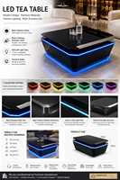 Table basse LED de luxe moderne, table de bar futuriste noire lumineuse pour discothèque, KTV, mobilier de salon