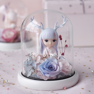2026 Deer Girl Rose éternelle dégradée sous cloche en verre, Ornement cadeau Saint-Valentin, Vente en gros - Product Image 5