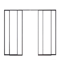 Porte coulissante intérieure avec système de fixation miroir, dessus en verre, porte coulissante murale en aluminium noir pour toilettes