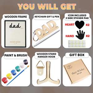 Hands Down Best Mom Ever DIY Handprint Kit with Non-Toxic Paints, Wood Frame &amp; Keychain - Birthday Mother's Day <strong>Gift</strong> for <strong>Mum</strong> - Product Image 5