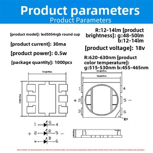 5054 RGB 18V 1W SMD <strong>LED</strong> Round Cup High-Voltage Landscape Stage Eave Floodlight 120 Viewing Angle - Product Image 3
