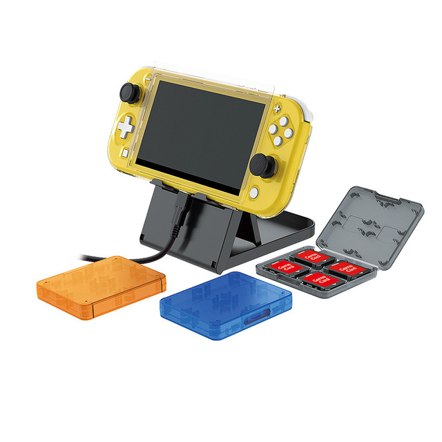 Protective Accessories Kit for Switch Lite With Joycon Grip Caps/Screen Film/Display Stand/Charging Cable