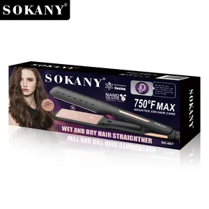Zogifts SOKANY profesional multidireccional ventilación 6 temperatura ajustable Mini vapor húmedo y seco plancha de pelo