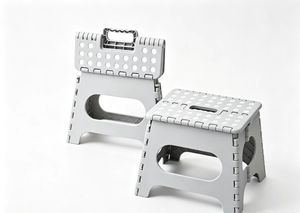Tabouret et repose-pieds pliables en plastique noir, mobilier moderne pour la maison avec revêtement en tissu pour le salon - Product Image 2