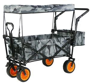 Chariot pliable à grande capacité à quatre roues en acier inoxydable, idéal pour le camping, les aventures, la plage, le shopping et le rangement, OEM - Product Image 1
