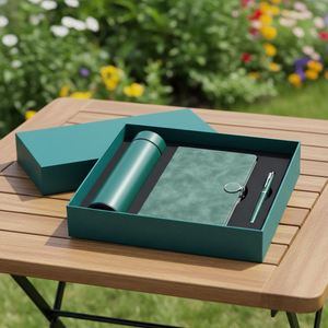 Customized Corporate Red Leather Notebook Led Thermos Flask Set Luxury Diary A5 Journal Promotional <b>Book</b> Gift <b>Box</b> With Pen - Product Image 1