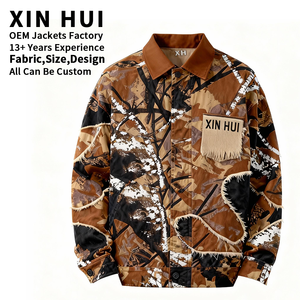 Chaqueta de Camuflaje Personalizada para Hombre, Estilo Urbano, con Flecos y Efecto Desgastado, Chaqueta de Trabajo OEM/ODM, Chaqueta de Lona con Parches - Product Image 1