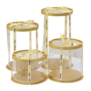 New round transparent cover wedding cake box 6 "8" 10 " birthday baking packaging gift box for cake