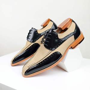 Handmade Custom Men's Business Formal Leather <b>Shoes</b> Multi-color Square Toe Lace-up <b>Height</b> <b>Increasing</b> Breathable Anti-Slip - Product Image 2
