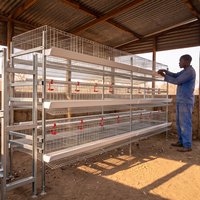 Cage à poulets automatique de type H à 4 niveaux et 5 portes, système de cages en batterie en forme de A pour 10 000 oiseaux