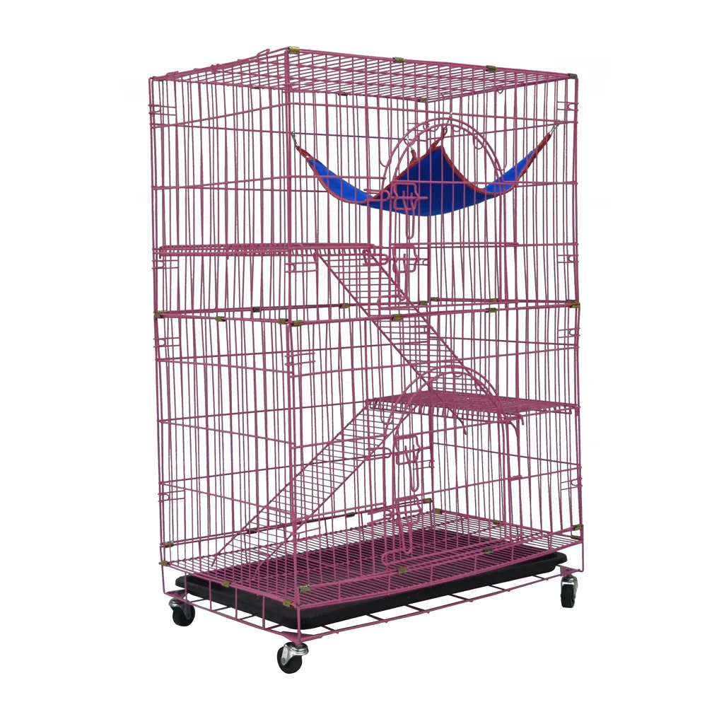 Zunhua Meihua Cat box/Cat Cage 2/3 livelli con amaca, facile accesso superiore/inferiore a 2 porte e ruote a 4 localizzatori