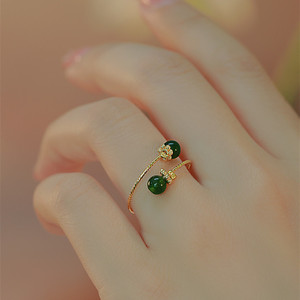 Hetian Jade Open Ring Adjustable Minimalist Design For Women Gift Jewelry - Product Image 3