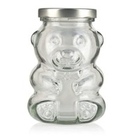 Frasco de Vidrio con Forma de Oso de Peluche para Miel, Caramelos, Azúcar, Chocolate, con Tapa de Rosca y Cuchara de Madera, 8 oz, Venta al por Mayor