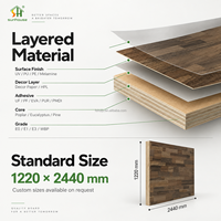Panneau décoratif en contreplaqué mélaminé 4x8 18mm, grain d'eucalyptus, qualité E0, pour meubles de cuisine