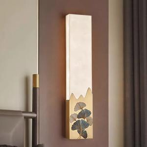 Lampe murale de style Zen tout en cuivre pour salon et chambre à coucher, nouvelle lampe de couloir en marbre émaillé de style chinois - Product Image 1