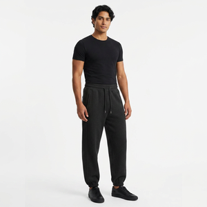 Direct Factory Cotton Mens Track Pants Acid Wash Track Pants Black Track Pant Men Gym Wear OEM Manufacturer - Product Image 1