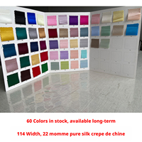 Kain sutra crepe de chine 22mm, kain sutra murbei 100%, cocok untuk cheongsam, seprai, piyama, dan aksesoris rambut