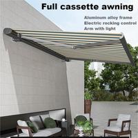 Nouvelle conception de store banne extérieur électrique rétractable pour patio, pare-soleil à bras articulé, store banne cassette intégrale gris