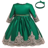 נטו שמלת עיצובים בנות בגדי תחרה ארוך שרוולים ילדים המפלגה ללבוש טבילת שמלת L5180