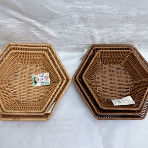 Polygonal Woven <b>Basket</b> Handmade Food Storage Container For Fruit Bread Snacks <b>Display</b> - Product Image 3