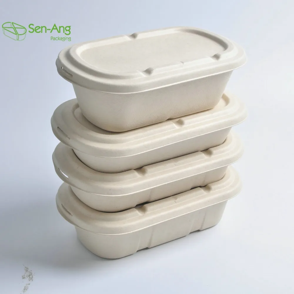 SenAng05 700ml 850ml 1000ml tek kullanımlık Bagasse şeker kamışı gıda biyobozunur kutu ambalaj