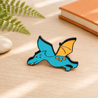 Accessoire de veste pour enfants motif pterosaure de dessin animé moderne, émail métallique personnalisé - Personnalisable OEM/ODM Vente en gros