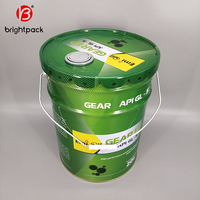 Seau à peinture rond en étain de 20 litres avec couvercle en métal 5 gallons 19L Seau en métal pour peinture et laque en bois