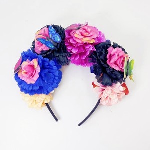 Nueva Diadema Mexicana con Flores Artificiales y Mariposas <span class=keywords><strong>para</strong></span> Fiesta de Disfraces, Venta al por Mayor - Product Image 4