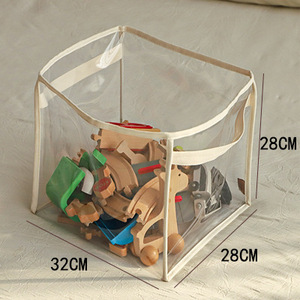 Panier de rangement pour jouets en PVC transparent, grande capacité, bac de rangement rond avec poignées pour peluches, blocs de construction, <span class=keywords><strong>logo</strong></span> personnalisé - Product Image 4