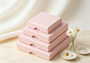 Light pink Pearlescent High-End Cardboard Magnetic Closure Sliding Jewelry Boxes Integrated Foldable Structure Crescent Cutout - Product Image 4