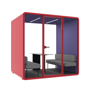 Eco-Friendly Soundproof Phone Booth Office Meeting Pod Modular Acoustic Cabin with <b>Sofa</b> Set for <b>Small</b> Team Meetings - Product Image 5