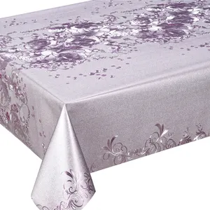 Quality Table Cloth Guangdong Golden And Silver Embossed Polyester Fabric Table Cloth For Home