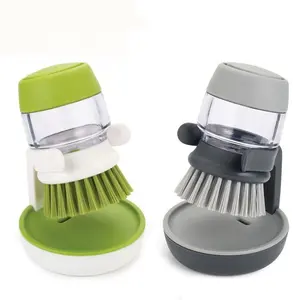 Hot Sale Soap Dispens ing Palm Scrub Brush mit Tropfs chale Wasch bürste für Geschirr Töpfe Pfannen Waschbecken Reinigung