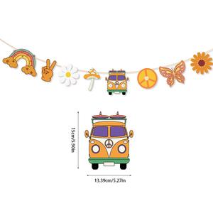 Nuovo fiore arcobaleno farfalla triangolo carta Banner due Groovy 2 ° compleanno decorazione forniture - Product Image 5