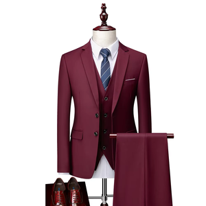 Ensemble de costumes de <span class=keywords><strong>mariage</strong></span> de luxe 3 pièces pour hommes, en tissu de laine, coupe slim, couleur unie, pour le bureau et les occasions spéciales, vente en gros, haute qualité - Product Image 4