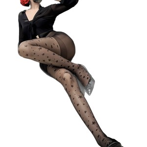 Women Sheer Star Print Pantyhose 0D Ultra <b>Thin</b> Summer Spring Autumn Black And White Polyester Fiber <b>Tights</b> - Product Image 5