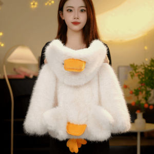Cappotto Invernale Imbottito per Bambine, Simpatico Design a Forma di Anatra, in Finta <span class=keywords><strong>Pelliccia</strong></span> Calda con Zip - Product Image 4