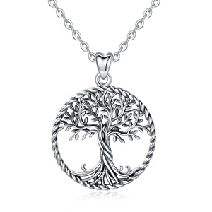 Commercio all'ingrosso 925 sterling silver dainty filigrana <span class=keywords><strong>albero</strong></span> <span class=keywords><strong>della</strong></span> <span class=keywords><strong>vita</strong></span> ciondolo <span class=keywords><strong>collana</strong></span> - Product Image 1