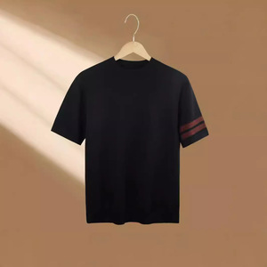 Camiseta de Verano para Hombre, de Alta Calidad, Ligeramente Lujosa, de Punto de Algodón, Estilo Vintage, Cuello Redondo, Versátil, Moderna, de Manga Corta - Product Image 4