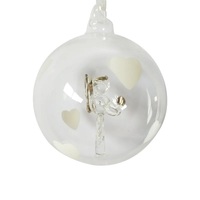 Boule de Noël de luxe originale en verre, figurine 3D floquée, ornée de perles, gravée, décorations transparentes, crochet en verre, décoration de Noël
