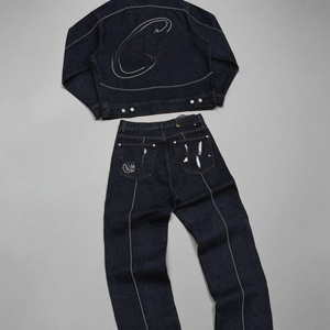 Conjunto De Dos Piezas De Jeans Personalizado A Precio De Fábrica Traje De Jeans Bordado Lavado Estampado Chaqueta De Mezclilla Para Hombre Conjuntos De Jeans <span class=keywords><strong>Azules</strong></span> Para Hombre - Product Image 1