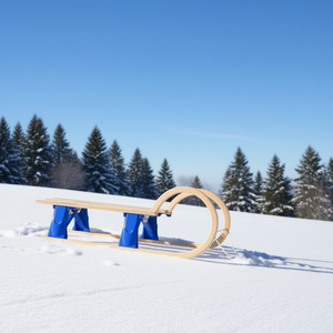 D0100HPI6F7 Trineo Plegable de Madera Contrachapada de 43.3 Pulgadas en Color Beige para Niños, Equipo de Trineo para Nieve al Aire Libre en Invierno - Product Image 2