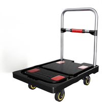 Chariot à main pliable robuste à plateau plat, roues silencieuses, barre de traction en acier inoxydable, pour la maison, le bureau et la manutention en entrepôt