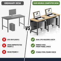 Escritorio Doble para Computadora con Soporte para PC, Superficie de HDF, Panel de Acero Resistente, 1200x600x750mm, Suministro para Proyectos Escolares y Gubernamentales