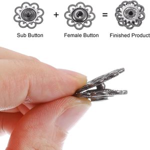 Uxcell Sets Hollow Flower Snap Buttons Mm <b>Press</b> Buttons Snap Fasteners Rings Buckle for Clothes DIY Crafts Dark Grey - Product Image 3