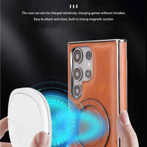 Business PU Leather Magnetic Phone Case With Ring <b>Stand</b> for Samsung S23 S24 S25 Ultra Plus <b>Wireless</b> <b>Charging</b> Shockproof Cover - Product Image 5