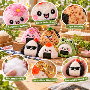 <strong>Street</strong> Style Onigiri Stuffed Keychain OEM Funny Food Plush Charm for Trend Stores, Pop-Up Gifts &amp; Youth Promotions - Product Image 3